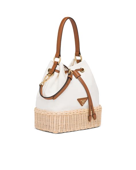 prada wicker bucket|Natural/white Wicker and Canvas Bucket Bag .